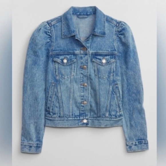 NWOT Gap Puff Sleeve Icon Denim Jacket Size XL - Picture 5 of 5